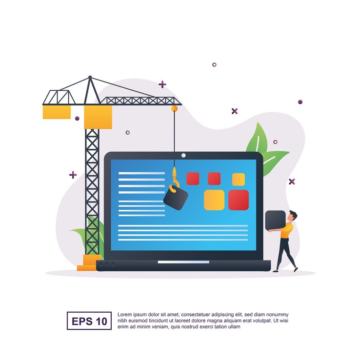 Vector desarrollo web con personas que están diseñando la web.