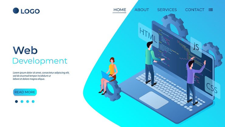 Vector desarrollo webdesarrollo de softwarelas personas trabajan con código de software en la pantalla de una computadora portátil