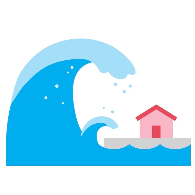 El desastre del tsunami golpeó la costa y el icono de la casa
