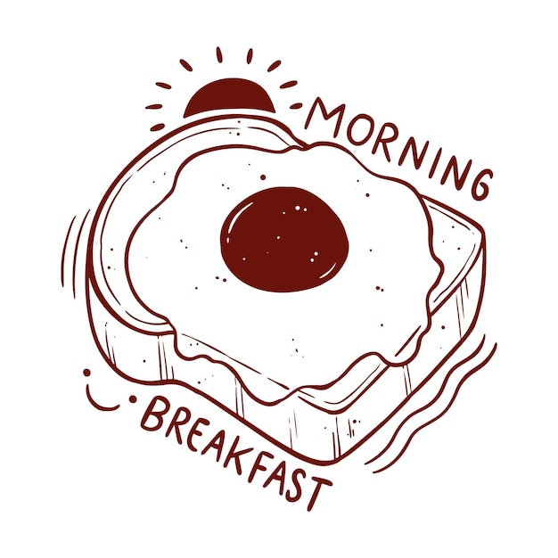 Vector desayuno americano de pan tostado y huevo frito. mañana lindo desayuno vector ilustración