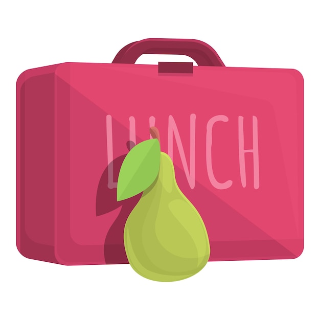 Desayuno escolar icono de pera verde Caricatura de desayuno escolar icono de vector de pera verde para diseño web aislado sobre fondo blanco