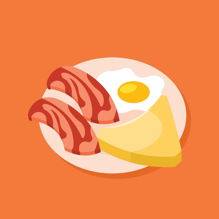 Vector desayuno con huevos fritos fondo aislado