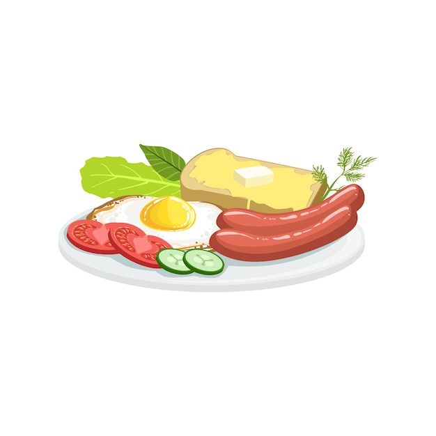 Desayuno Inglés Cocina Europea Comida Elemento Del Menú Ilustración Detallada