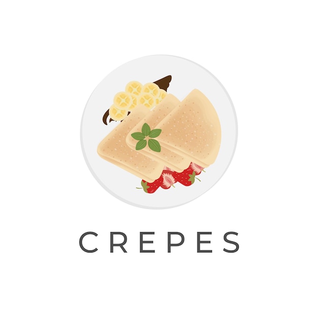 Desayuno Saludable Comida Crepe Panqueque Vector Ilustración Logo