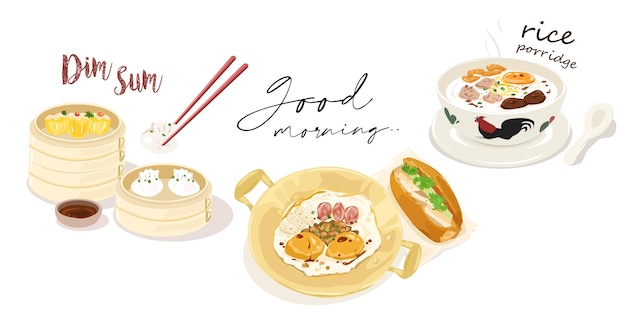 El desayuno tradicional chino es Dim Sum y Porridge de Arroz.