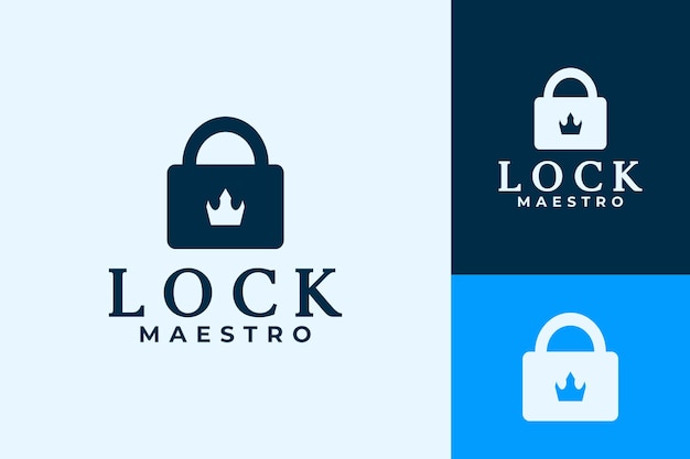 Desbloquear el bloqueo Padlock King Maestro Diseño del logotipo de seguridad