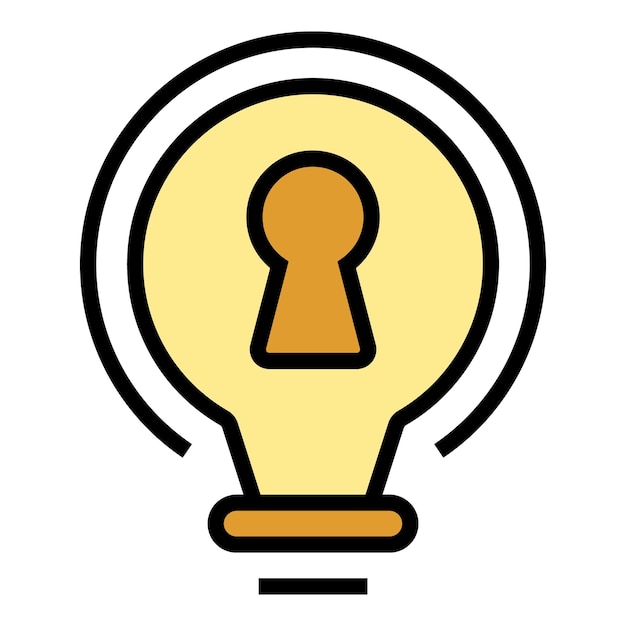 Desbloquear el icono de la estrategia contorno vector clave de negocio bloquear el color de la meta plano