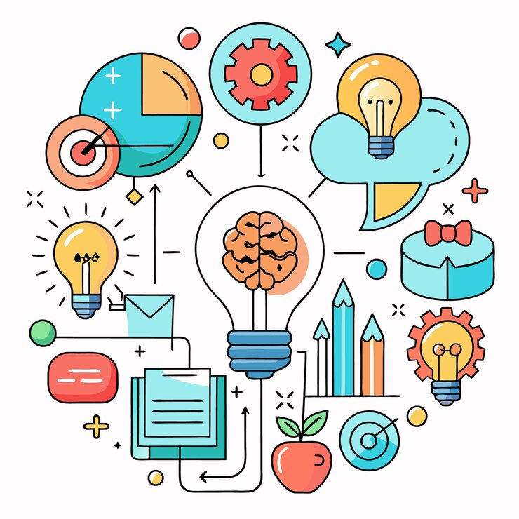 Vector desbloqueo de ideas estrategias de crecimiento de la innovación