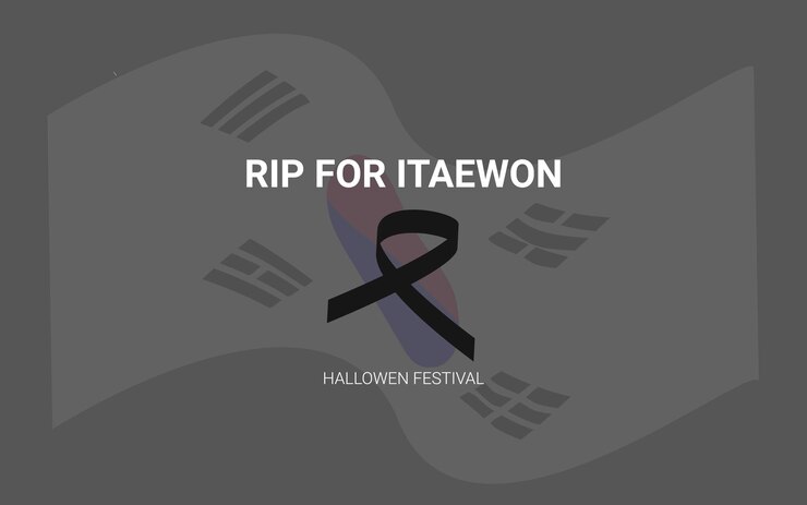 descanse en paz itaewon hallowen festival fondo banner plantilla ilustración