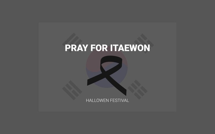 descanse en paz itaewon hallowen festival fondo banner plantilla ilustración