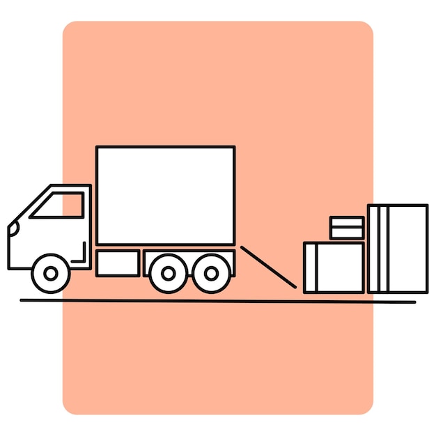 Descarga de carga de un icono de camión. símbolo de trabajo. Ilustración de descarga. ilustración vectorial EPS