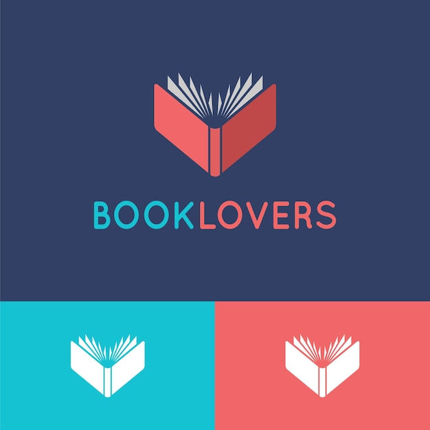 Vector descarga gratuita de plantillas de logotipos de corazones de libros para educación o marca personal