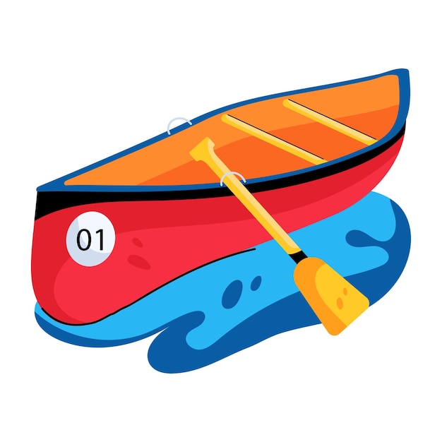 Descarga este icono plano de canoa tropezando