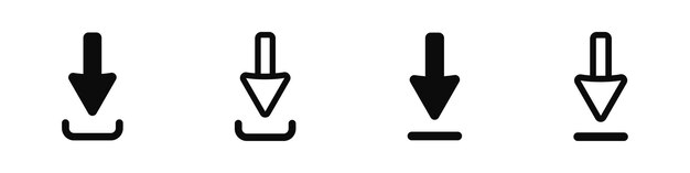 Descarga de la ilustración del conjunto de iconos Flecha hacia abajo Diseño vectorial moderno del símbolo del icono de descarga Descarga del símbolo