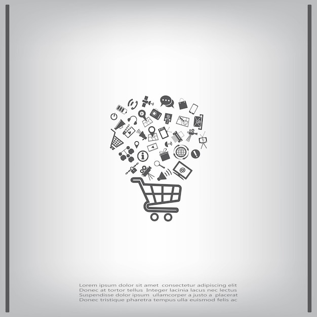 Descarga de nube de compras en línea Ilustración vectorial en un fondo gris Eps 10