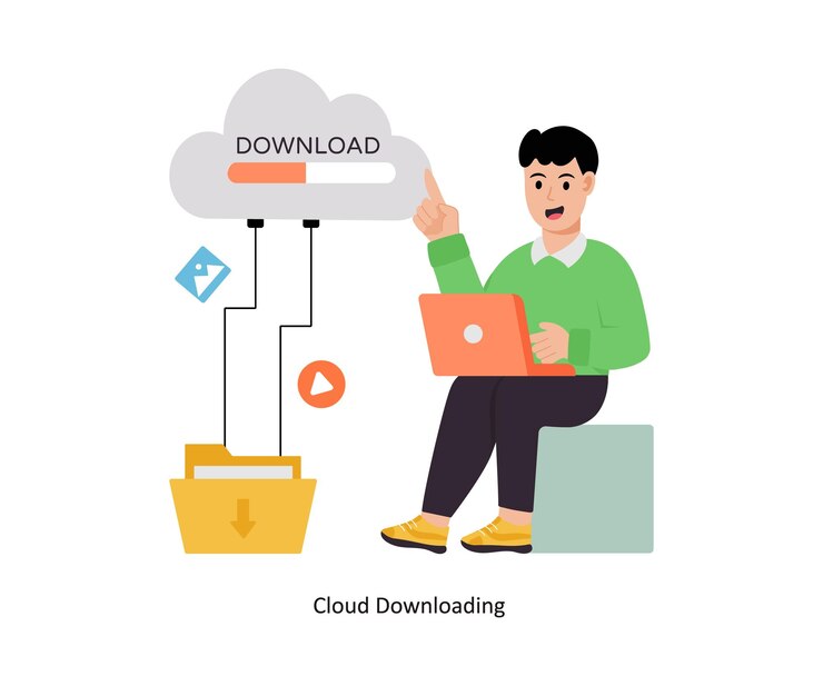 Vector descarga en la nube ilustración vectorial de archivo eps 10