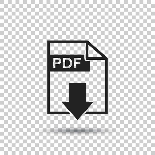 Descarga de PDF icono vectorial Pictograma plano simple para el marketing empresarial concepto de Internet Ilustración vectorial en fondo aislado
