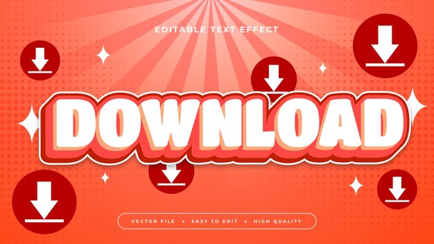 Descarga rojo y blanco estilo de fuente de efecto de texto editable en 3D