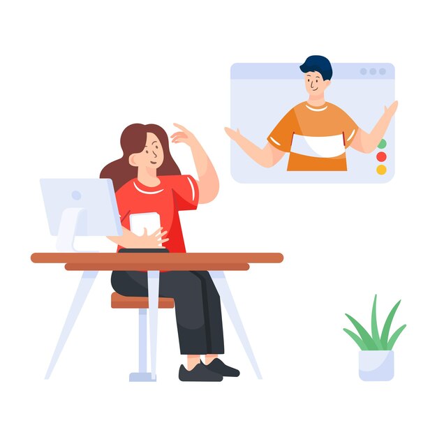 Descarga de vectores de moda de ilustración plana de estudiante en línea