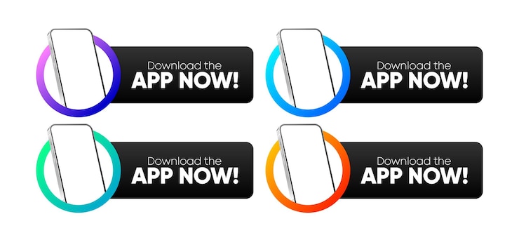 Vector descargar la aplicación ahora banner con el teléfono inteligente en la mano descargar nuestra aplicación en la tienda en línea ui diseño