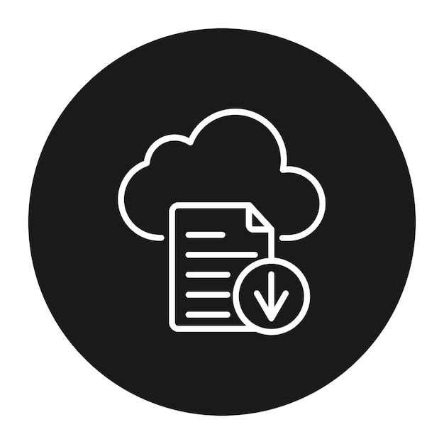 Descargar archivo en icono vectorial de nube Se puede usar para el conjunto de iconos de trabajo desde el hogar