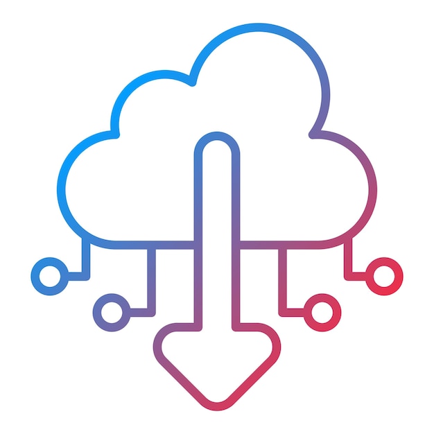 Descargar el archivo en la imagen vectorial del icono de la nube Se puede utilizar para trabajar desde casa
