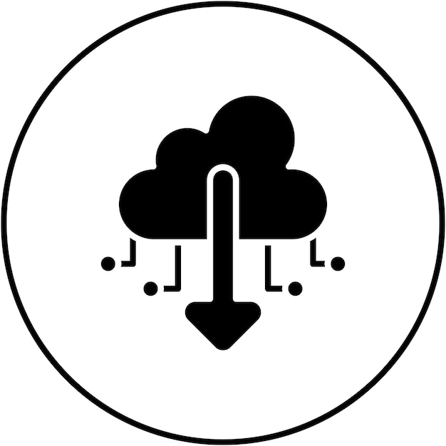 Descargar el archivo en la imagen vectorial del icono de la nube Se puede utilizar para trabajar desde casa