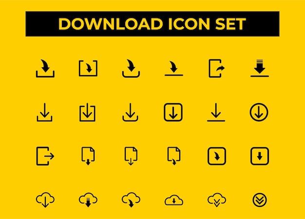 Vector descargar botones iconos conjunto de iconos planos