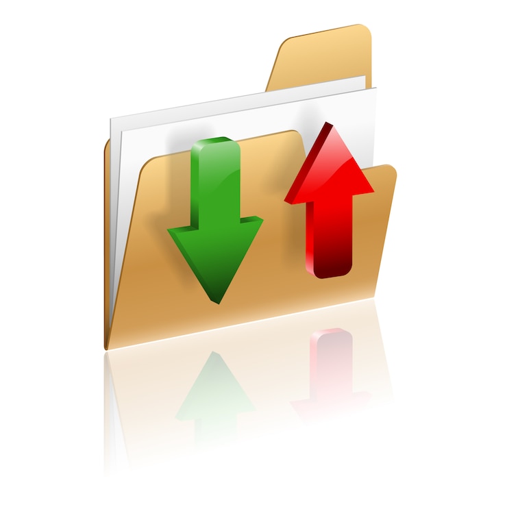 Vector descargar y cargar el icono de carpeta
