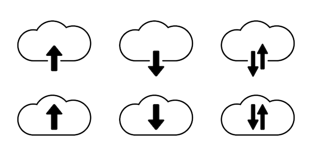 Descargar y cargar signo vectorial Establecer clima en la nube Icono cielo ilustración