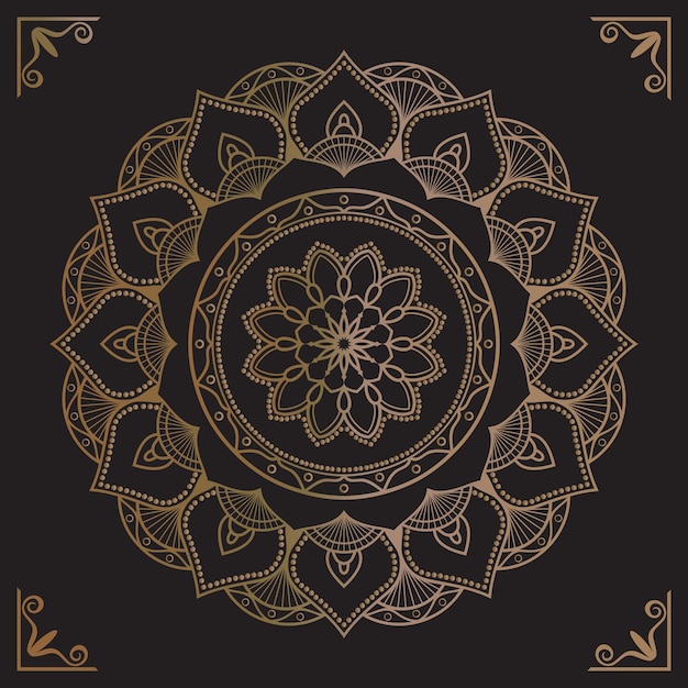 Descargar diseños de arte de mandala de color dorado
