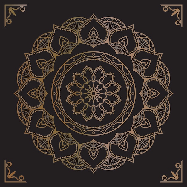 Vector descargar diseños de arte de mandala de color dorado