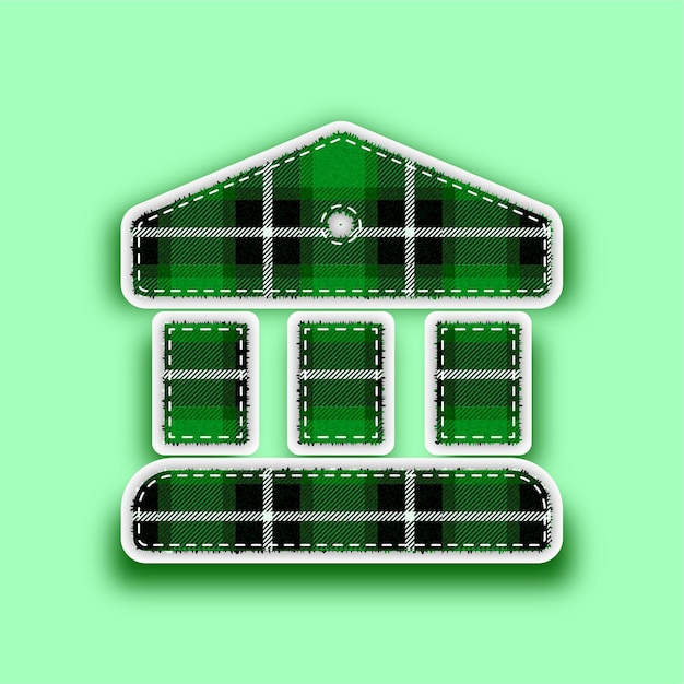 Descargar icono de banco vectorial de patrón verde en relieve sin costuras con fondo editable