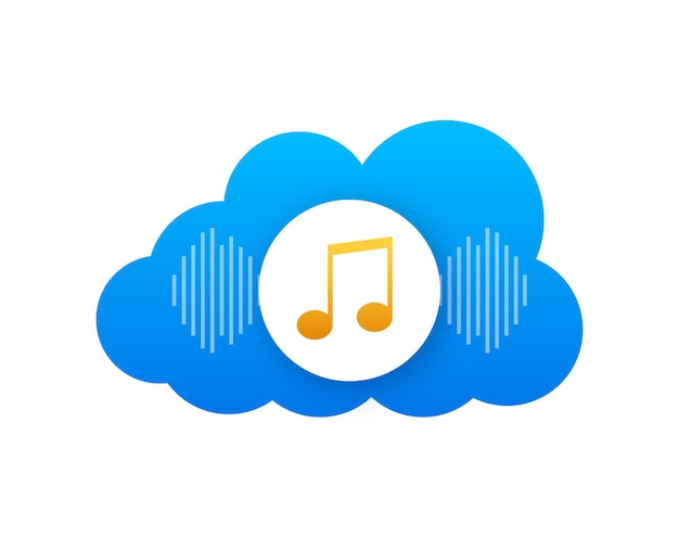 Descargar icono de línea de música para web móvil e infografía diseño plano icono de almacenamiento en la nube almacenamiento de datos