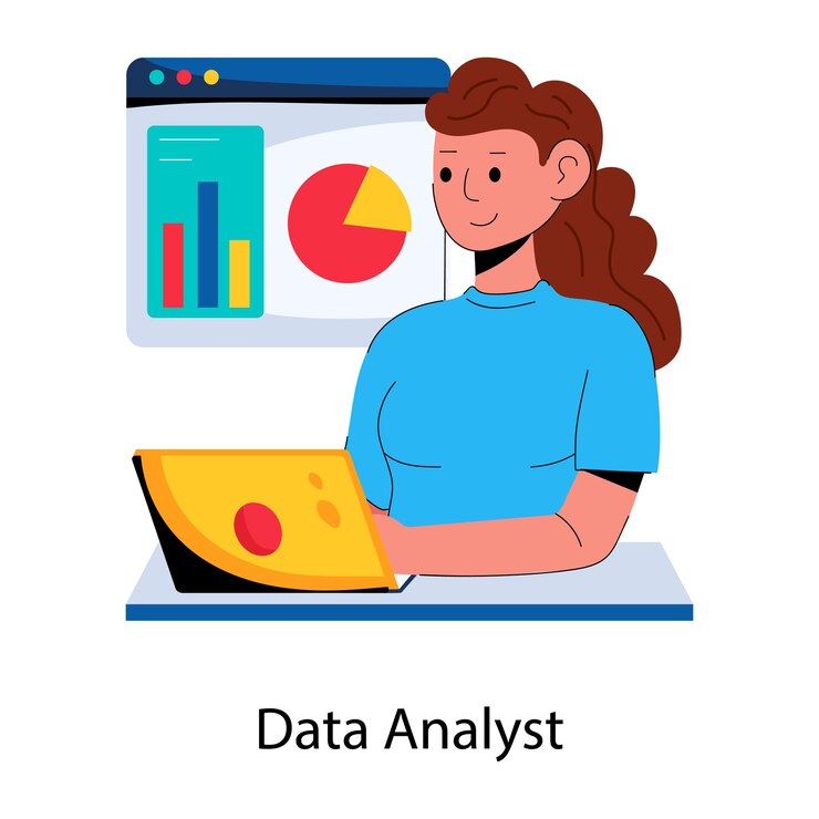 Vector descargar el icono plano del analista de datos