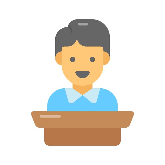 Descargar este icono premium de la conferencia en el estilo de moda orador en el estilo plano