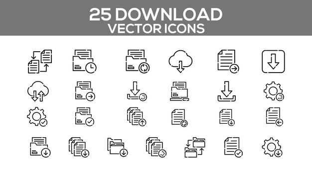 Descargar íconos vectoriales transferencia de archivos moderna almacenamiento en la nube símbolos editables