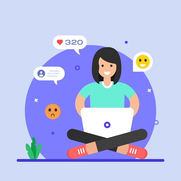 Descargar ilustración plana premium de comentarios en línea