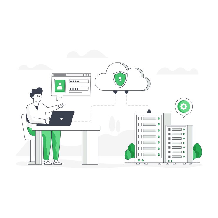 Vector descargar ilustración plana premium de seguridad en la nube