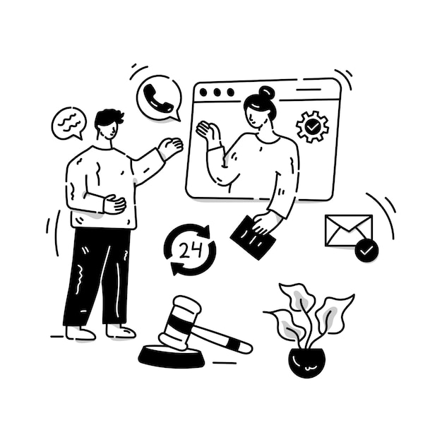 Descargar ilustración premium dibujada a mano de asesoramiento en línea