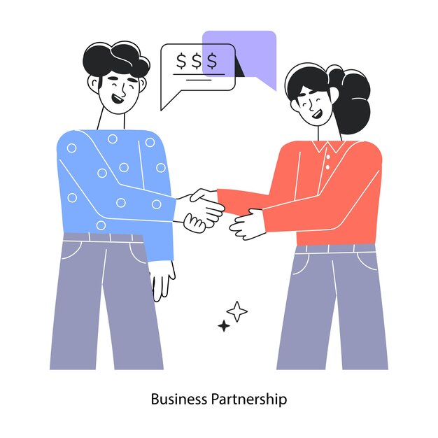 Descargar mini ilustración lineal de la asociación de negocios