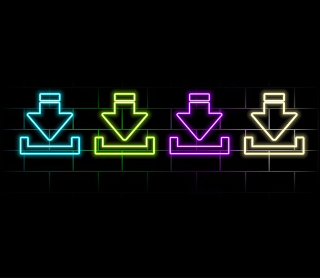 Descargar la plantilla de diseño vectorial de texto de neón Descargar el elemento de diseño de banner de luz de señal de neón colorido