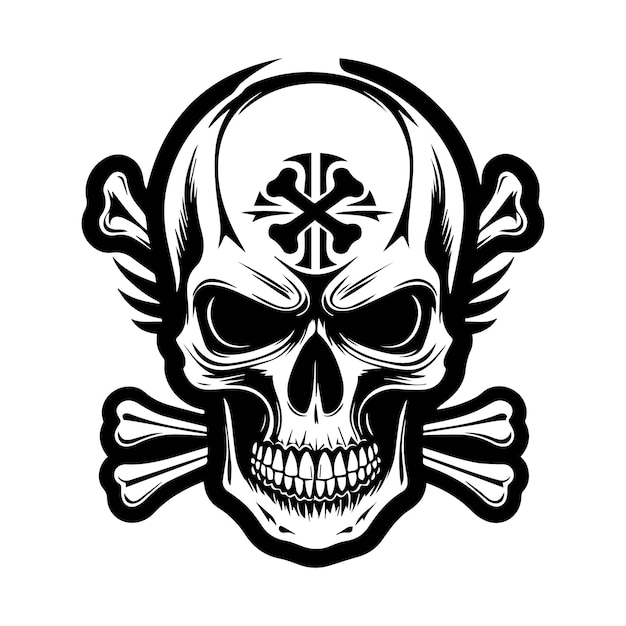 Descargar Vector de calavera y huesos cruzados de alta calidad ideal para impresión y archivo EPS digital
