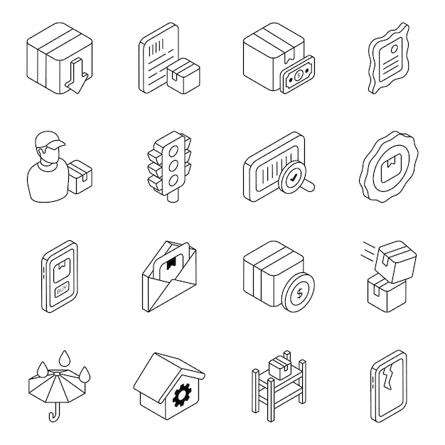 Descargue este conjunto de iconos logísticos que viene con conceptos de servicios de carga en iconos vectoriales planos