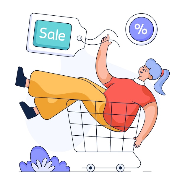 Descargue la ilustración plana premium de la venta de compras