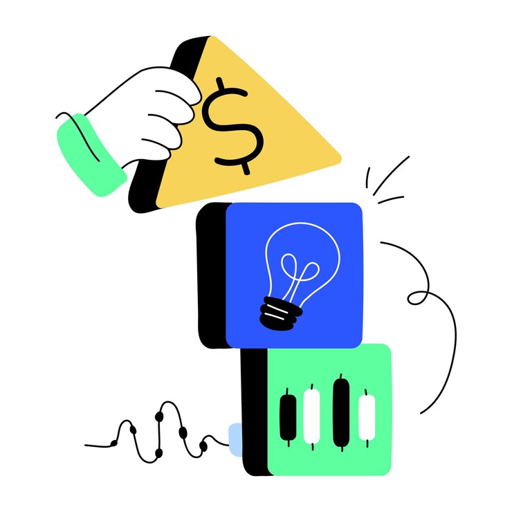 Vector descargue esta mini ilustración de doodle de la idea de comercio