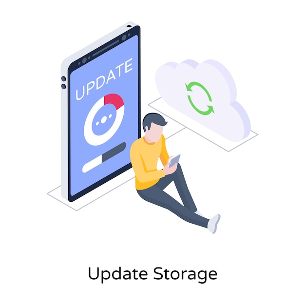 Descargue este moderno vector isométrico de almacenamiento de actualizaciones