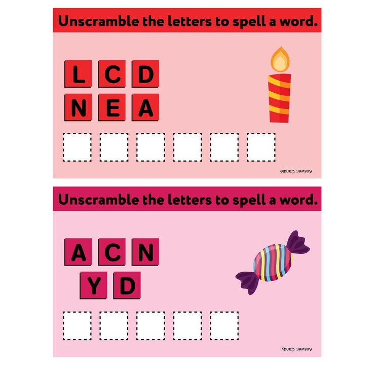 Vector descifrar las letras para deletrear una palabra dulces de vela