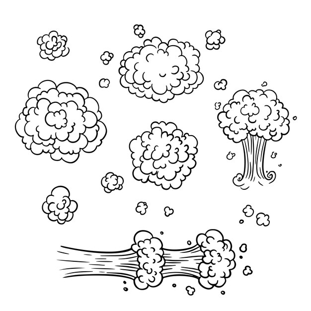 Describa la nube de polvo en blanco y negro para dibujar el efecto de movimiento y velocidad