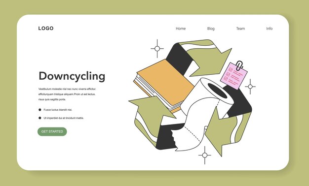 Descripción del proceso de reciclaje de materiales reciclables como el papel y el tejido que representan una reducción